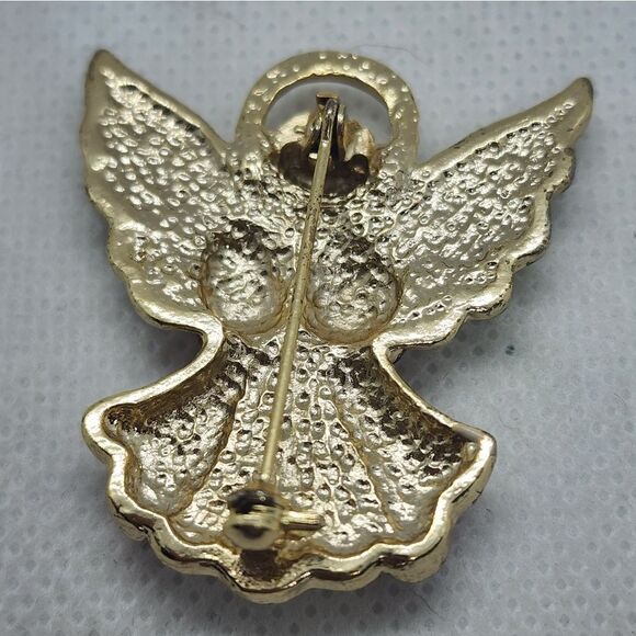 Vintage White, Red, & Gold Angel Brooch - Picture 3 of 3
